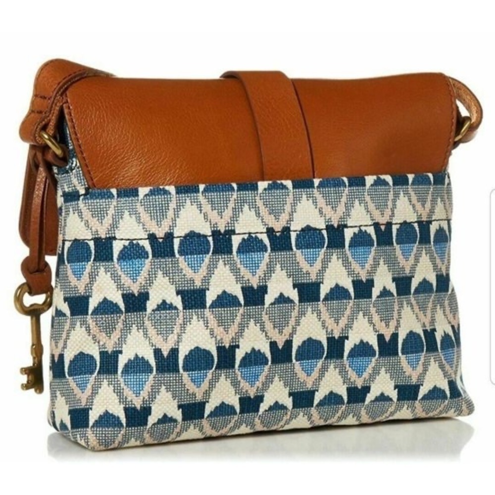FOSSIL Kinley Ikat Small Crossbody Bag Blue Print - Picture 5 of 16